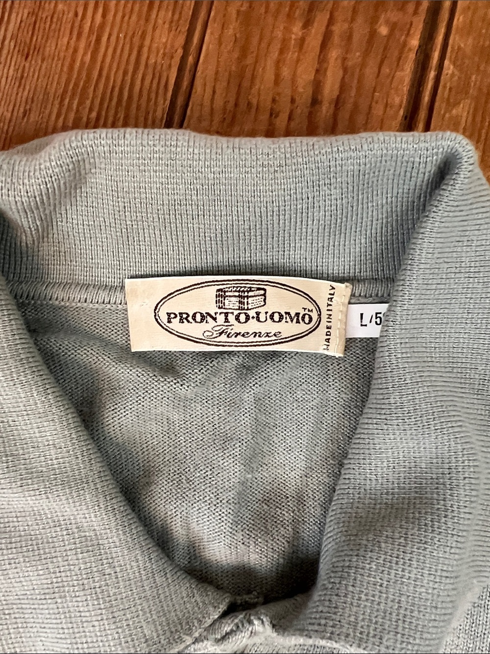 Pronto Uomo Men's Polo Knit Shirt in Light green-Grey size large - Picture 2 of 7